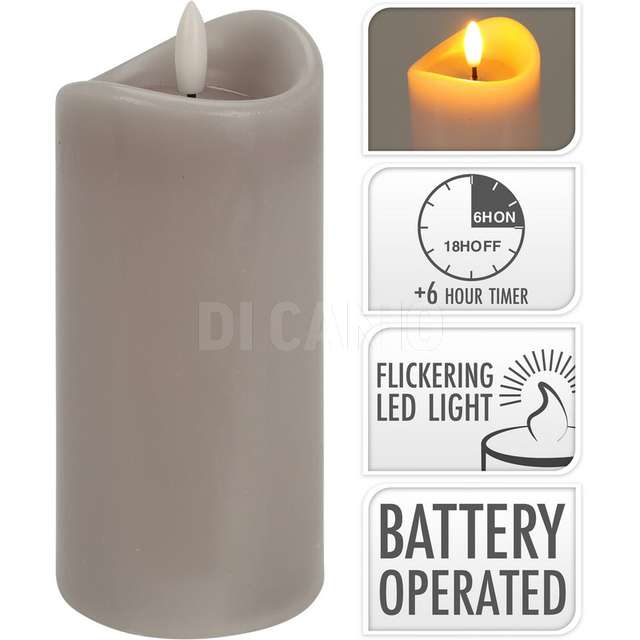 Candela grigia led 7x15cm - Principale