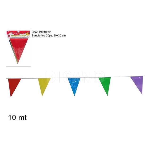 Striscione bandierine colorate 20 pz 10mt - Principale