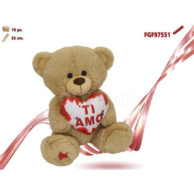 Orso peluce con cuore ti amo cm.35 - Principale