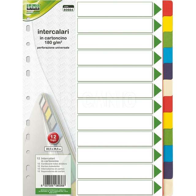 Intercalare cartoncino 12 fogli lebez - Principale