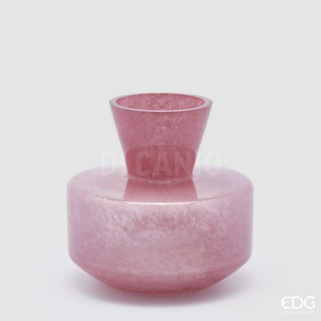 Vaso rotondo con collo h.20 d.21 dark pink edg - Principale