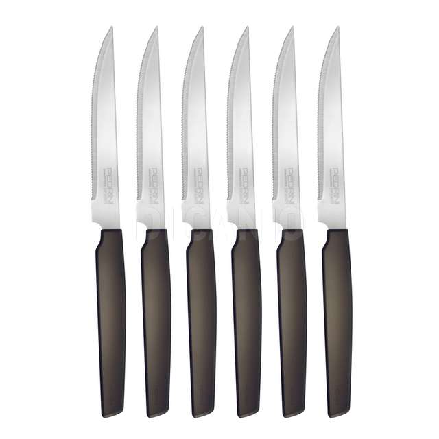 Coltelli bistecca marrone, set 6pz blister pedrini - Principale