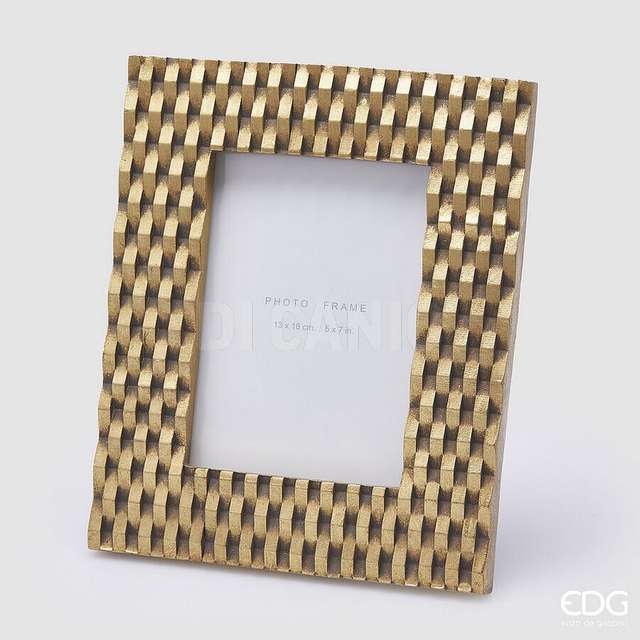 Portafoto intreccio rettangolare h.27 l.22 gold edg - Principale
