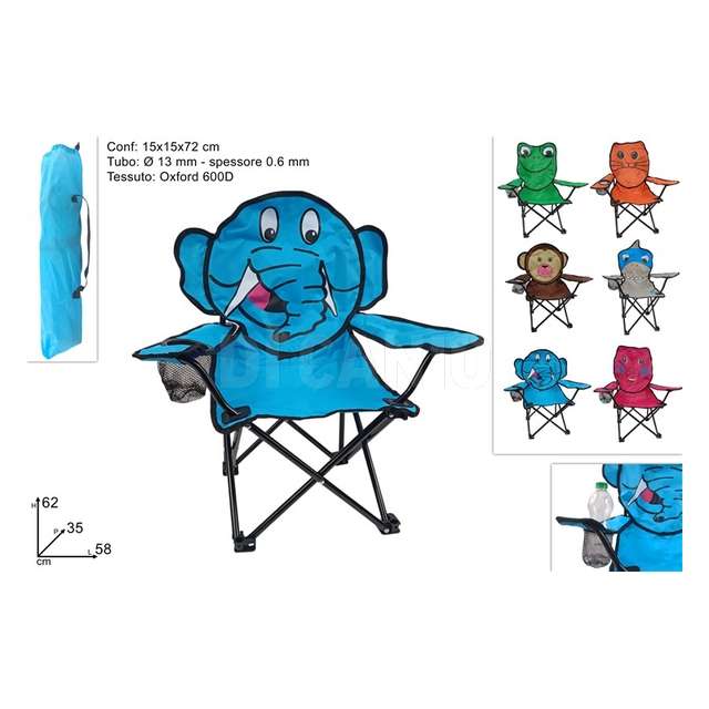 Sedia bimbo camping decorazione animali ass - Principale