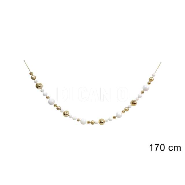 Ghirlanda palline 170 cm. oro bianco - Principale