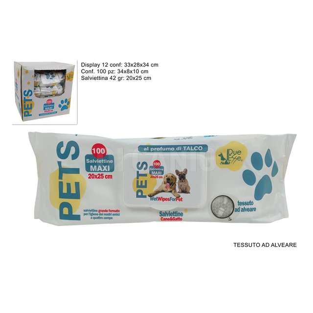 Salviettine detergenti pet 100 pz talco - Principale