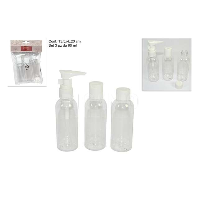 Set viaggio bottiglie vuote 3pzx80ml - Principale