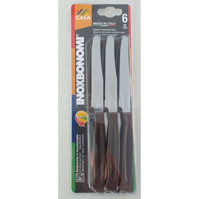 Blister 6 pz. coltello tavola bivalva marrone bonomi - Principale