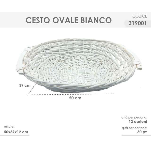 Cesto ovale bianco 50x39x12 - Principale
