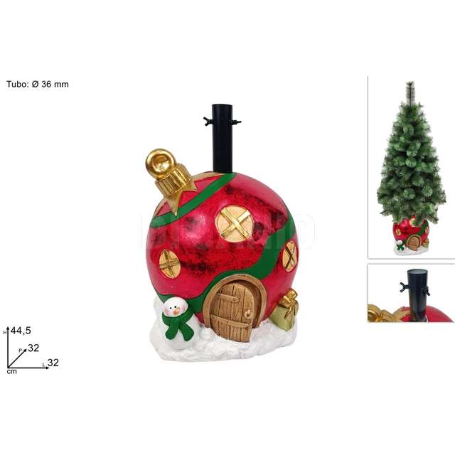 Base albero palla natalizia rosso verde - Principale
