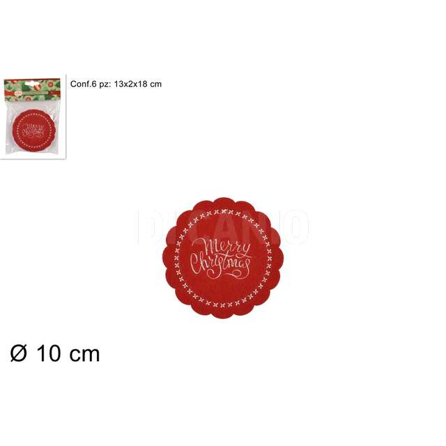 Sottobicchiere feltro st 6pz merry christmas - Principale