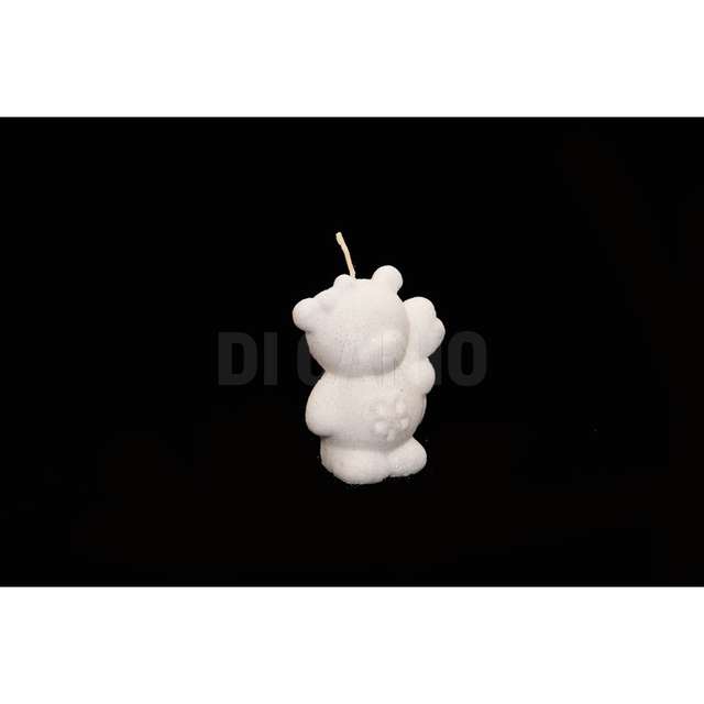 Candela cera orso neve glitter bianco h cm 8 x d 6,5 cm mercury 97142 - Principale