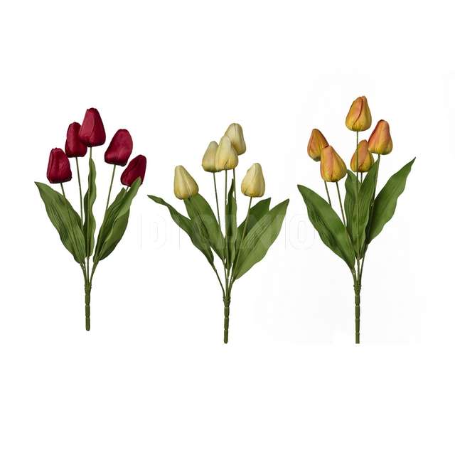 Mazzo tulipani x5 cm.18x18x49 orange-red-yellow in silicone - Principale