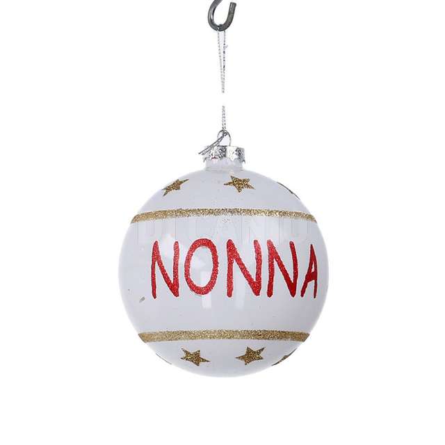 Sfera vetro scritta nonna bianco tondo cm d.10h10 - Principale