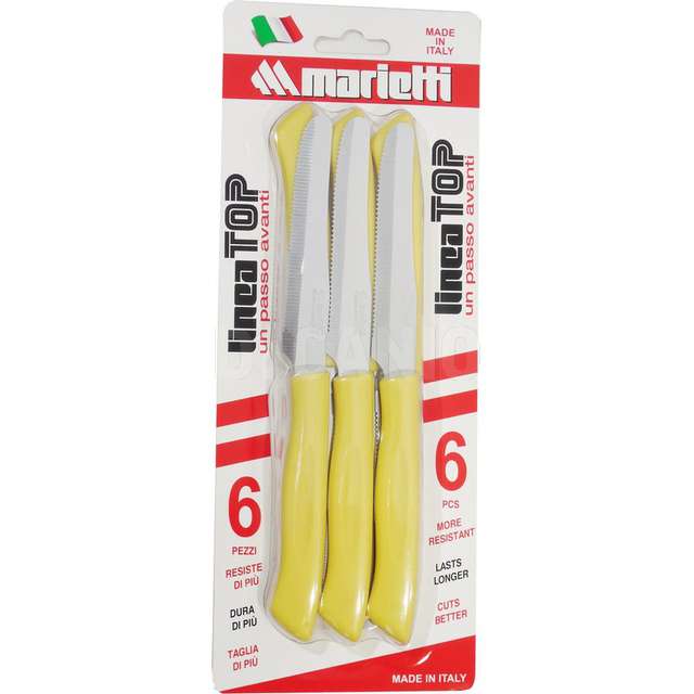 Conf. 6 coltelli tavola cm.11 giallo linea top - Principale