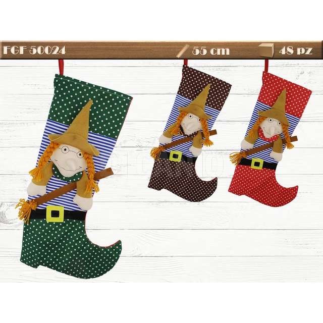Calza con befana col. ass 55 cm - Principale