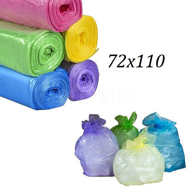 Sacco differenziata azzurro cm. 72x110 lt.110 in rotolo da 10 pz. - Principale