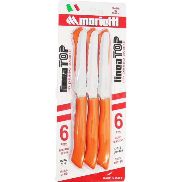 Conf. 6 coltelli tavola cm.11 arancio linea top - Principale