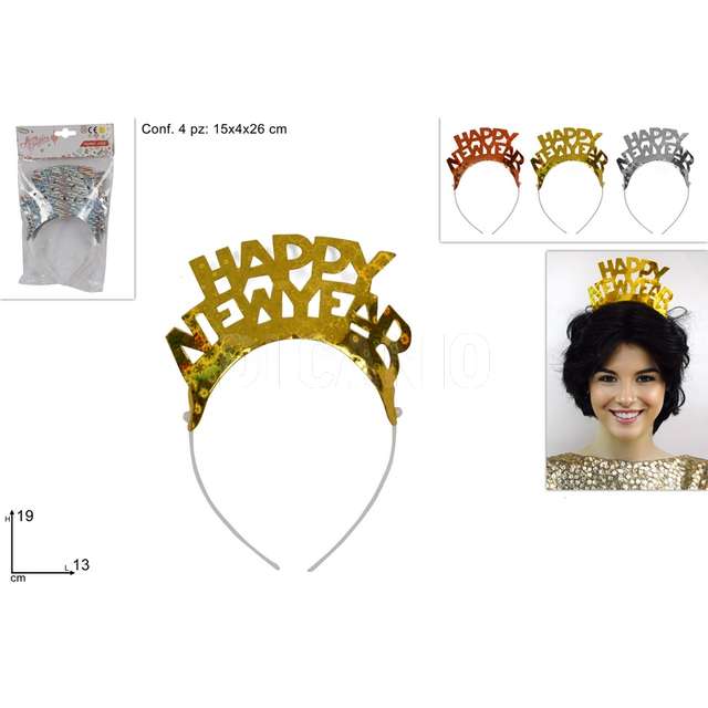 Cerchietto set 4pz happy new year 3 colori - Principale