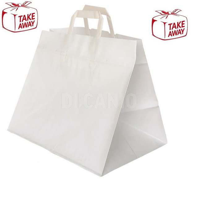 Sacchetto take away bianca piatta 32+22x34 saazb0119biancp - Principale