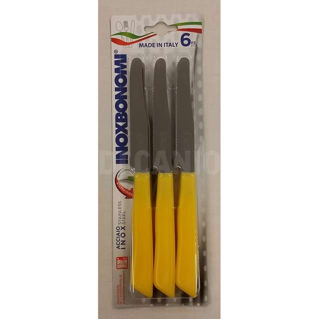 Blister 6 pz coltello tavola giallo bonomi - Principale