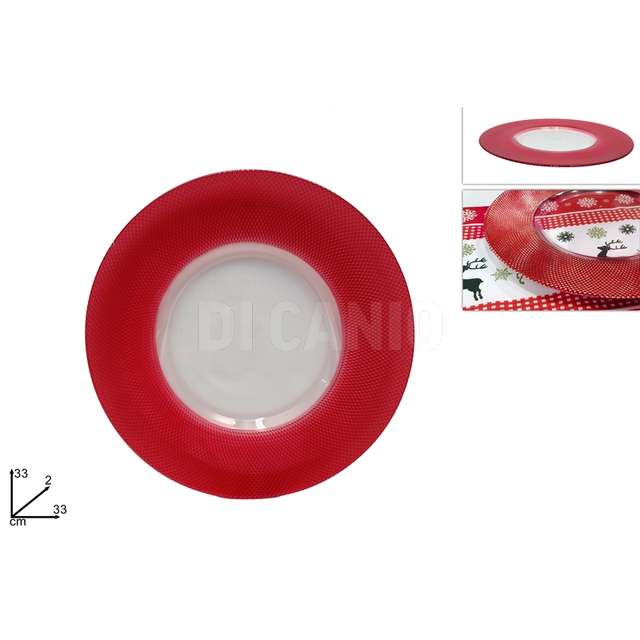 Piatto vetro cm. 33 rosso - Principale