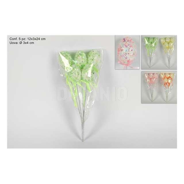Set 5 pz spilloni uovo cm.3x4 4 colori - Principale
