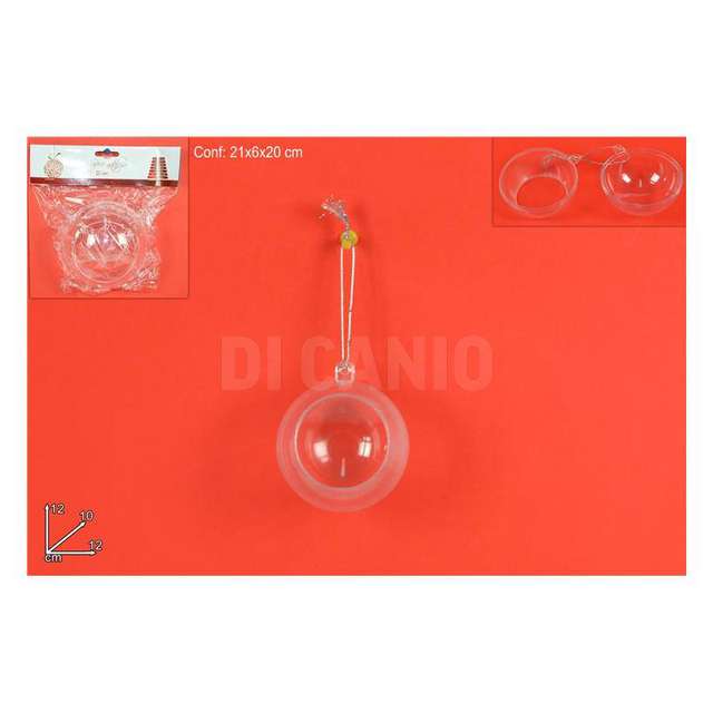 Palla plastica trasparente aperta 12cm - Principale