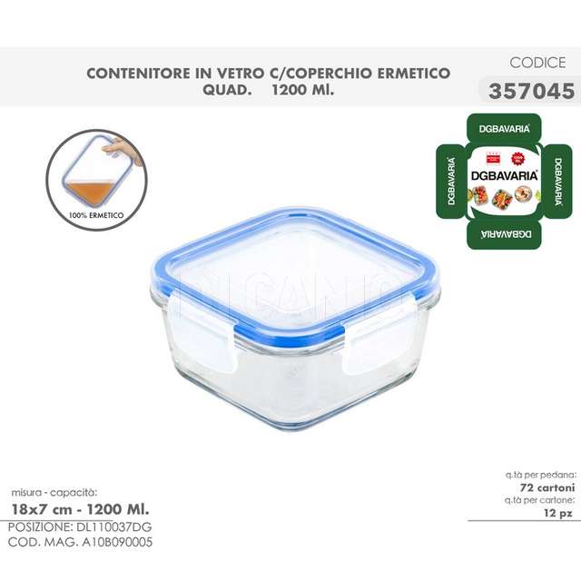 Contenitore ermetico quadrato 1200 ml - Principale