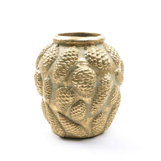 Vaso pigne oro in ceramica d.18.5xh.21.5 cm - Principale