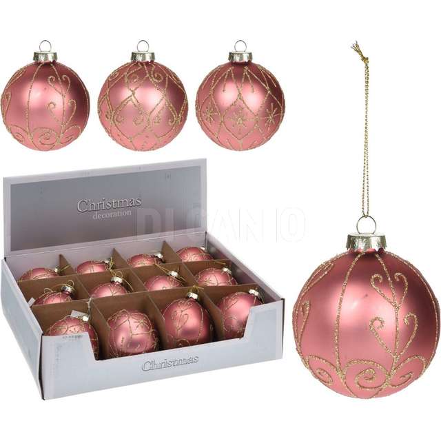 Sfera vetro rosa 8cm 3 assortimenti - Principale