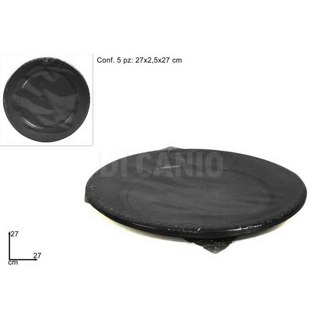 Piatti tondi cartoncino 27cm set 5 pz nero d.e. - Principale