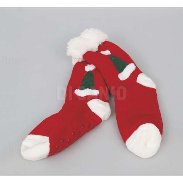 Set calze rosse antiscivolo dec.cappello verde poliestere - Principale