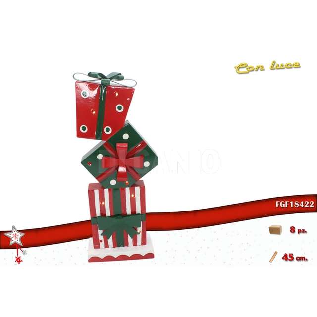 Pacco regalo metallo luminoso 45 cm - Principale