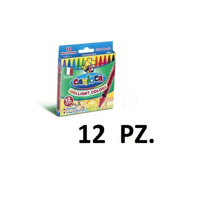 Scatola 12pz pastelli cera carioca. - Principale