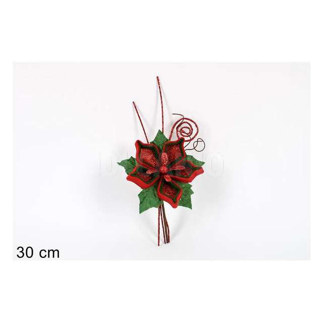 Ramo fiore natalizio 30cm rosso - Principale