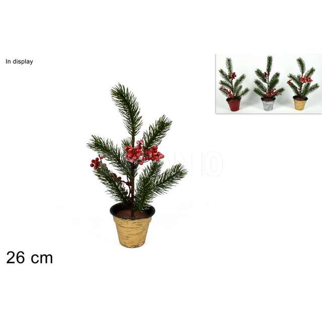 Piantina pvc natalizia con bacche 3col - Principale