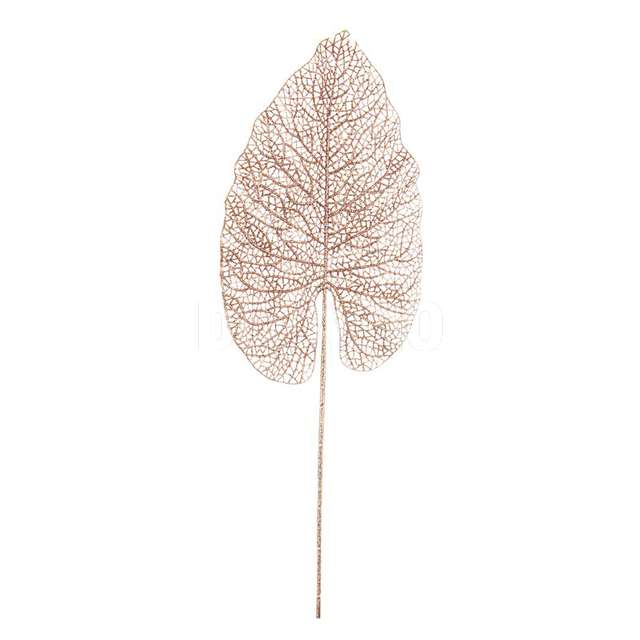 Foglia cuoriforme oro rosa glitter h62cm plastica fil di ferro 22x62h - Principale