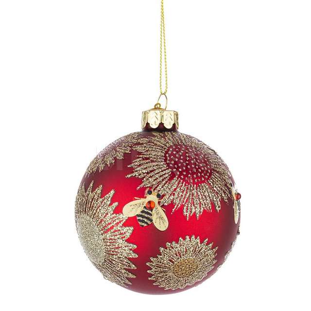 Sfera vetro honeybee rosso pieno diametro 80 - Principale