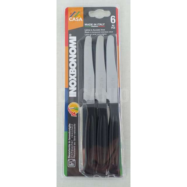 Blister 6 pz. coltello tavola bivalva nero bonomi - Principale