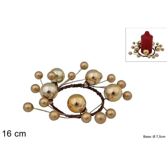 Girocandela palline oro 16 cm. - Principale