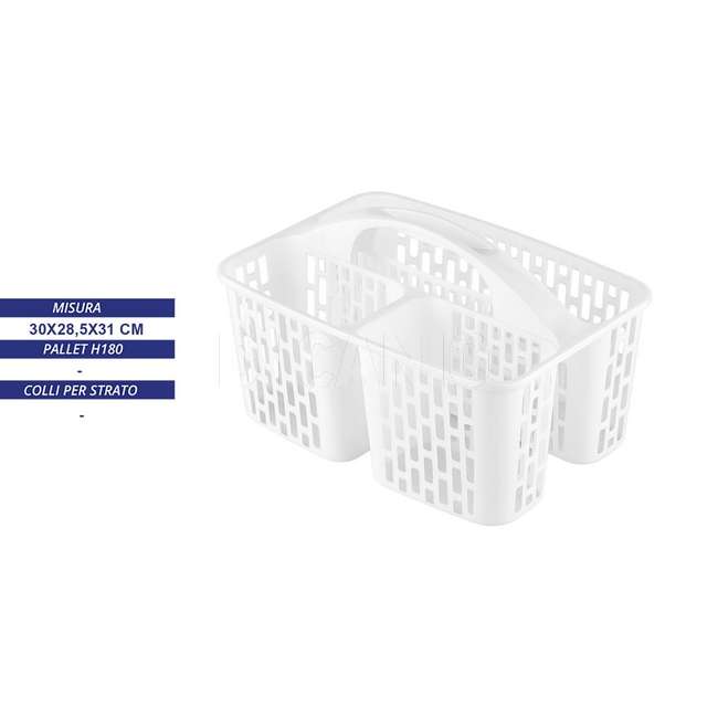 Organizer con manico bianco cm.30x28.5x31 - Principale