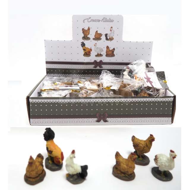 Set 3animali 2ass.(chioccia,gallina,gallo)3x2,5x3,5cm - Principale