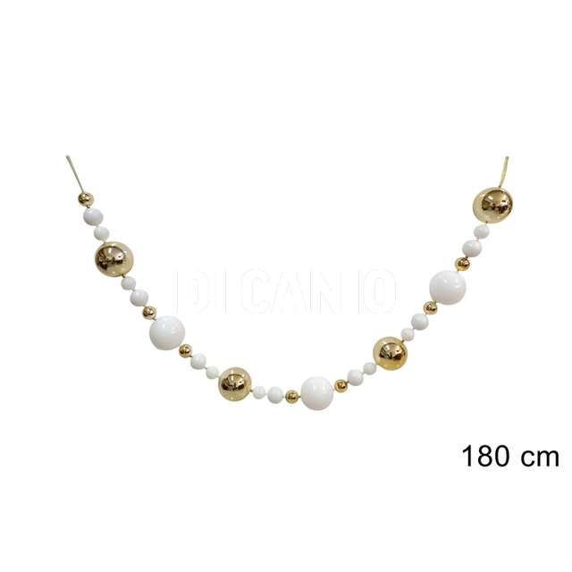 Ghirlanda palline 180 cm. oro bianco - Principale