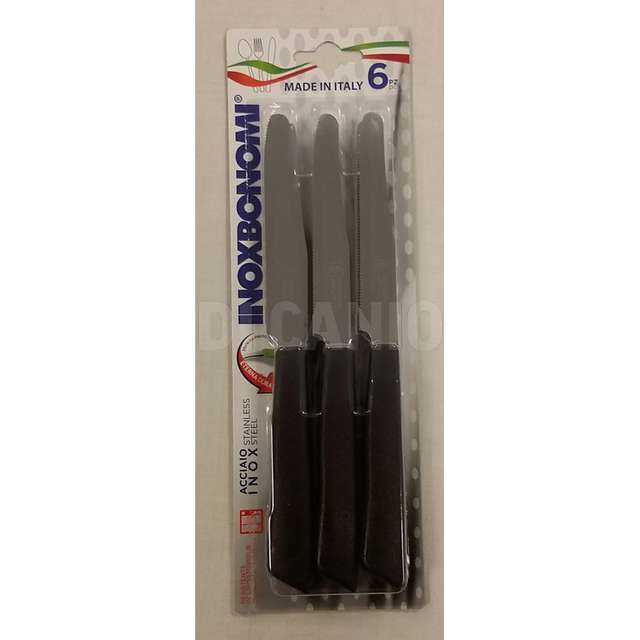Blister 6 pz coltello tavola nero bonomi - Principale