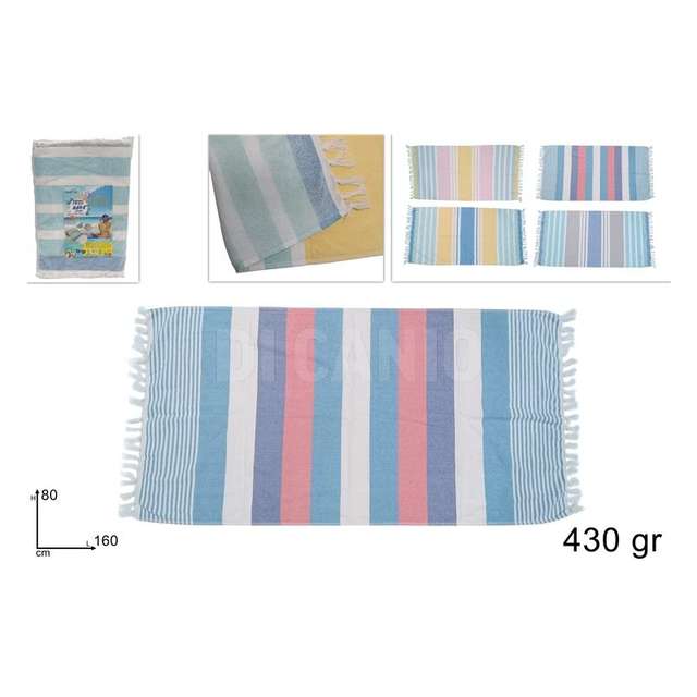 Telo mare cotone spugna cm.80x160 fantasia a righe 435 gr. 4 colroi - Principale