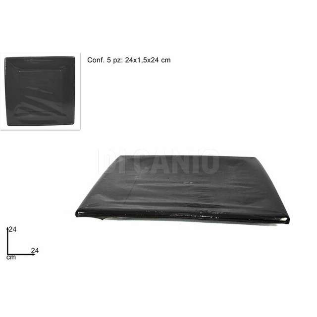 Piatti quadrati cartoncino 24cm set 5 pz nero d.e. - Principale