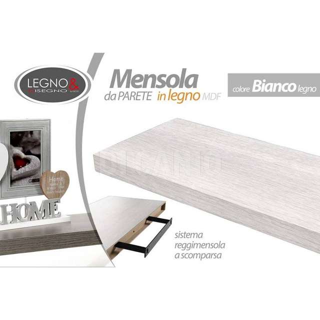 Mensola legno bianca 80x25x4 - Principale