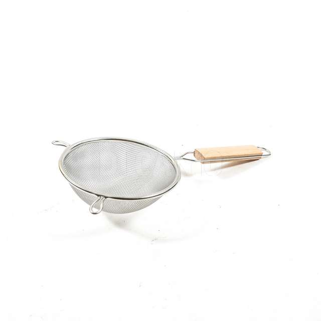 Colino da cucina in acciaio inox con manico in legnio cm.14x30x5 - Principale