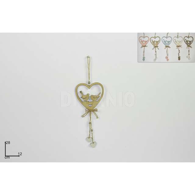 Appendino cuore legno con uccellini5col zl15e496_a_c_d_e d.esse - Principale